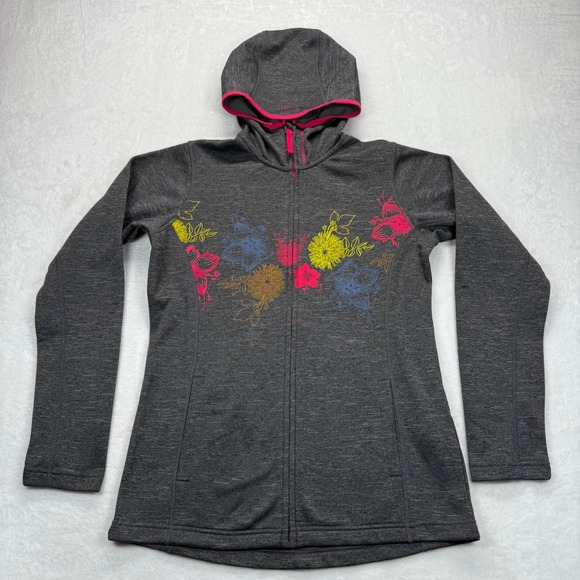 Helly Hansen Full Zip Hoodie‎ Floral Print Activewear Jacket Gray Medium - Picture 1 of 12